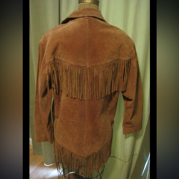 Suede Fringe Jacket Blazer Small Cayenne Tan Brown trending - Picture 2 of 11